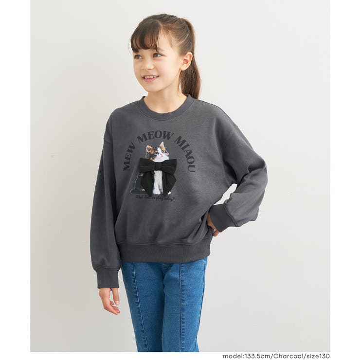 ネコリボンスウェットトップス | coca | 詳細画像8 