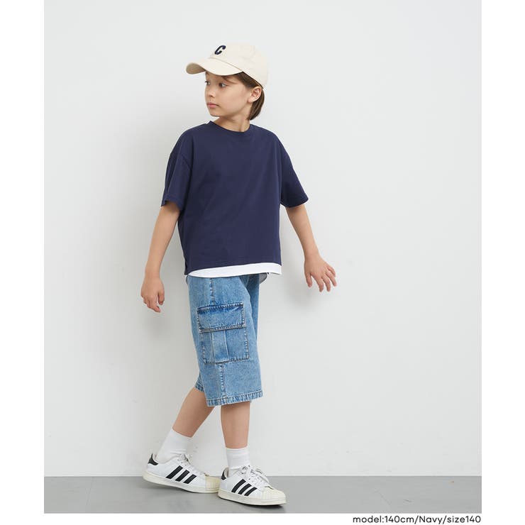 ［Navy］ | レイヤード半袖Tシャツ | coca