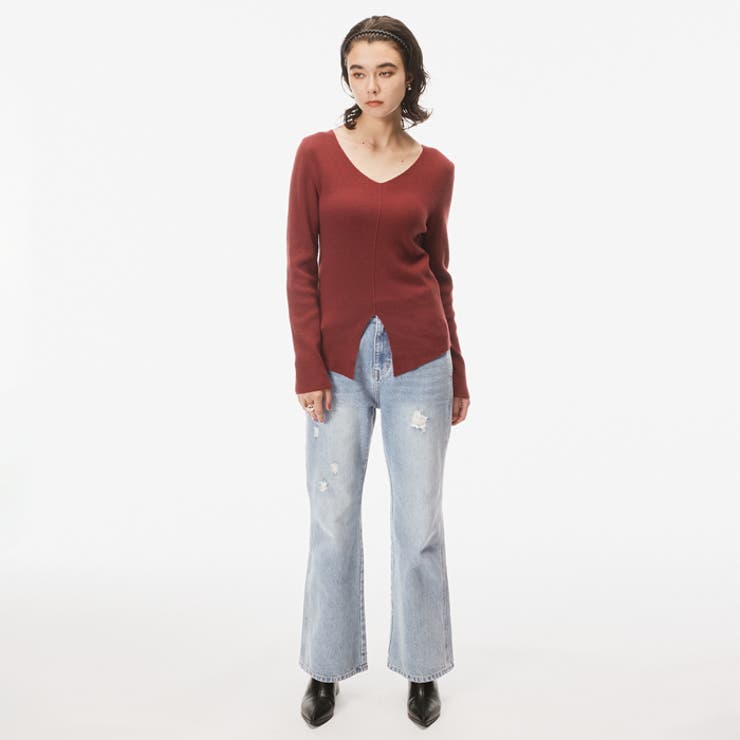 大人気d.i.a クラッシュデニム　フレアデニム　24インチ セール】クラッシュストレッチフレアデニムパンツ（デニムパンツ