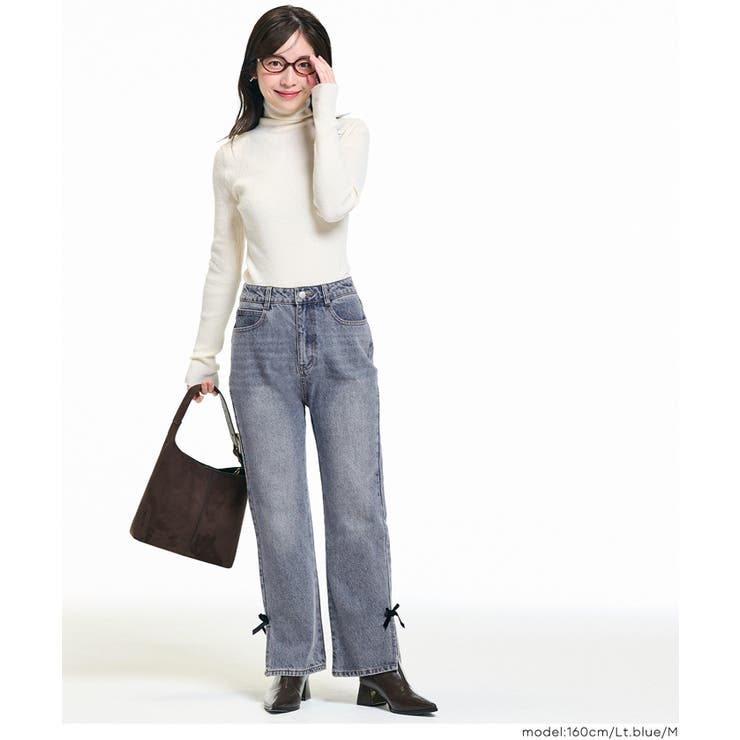 さりげない可愛さをプラス。ベロアリボンデニム | coca | 詳細画像12 