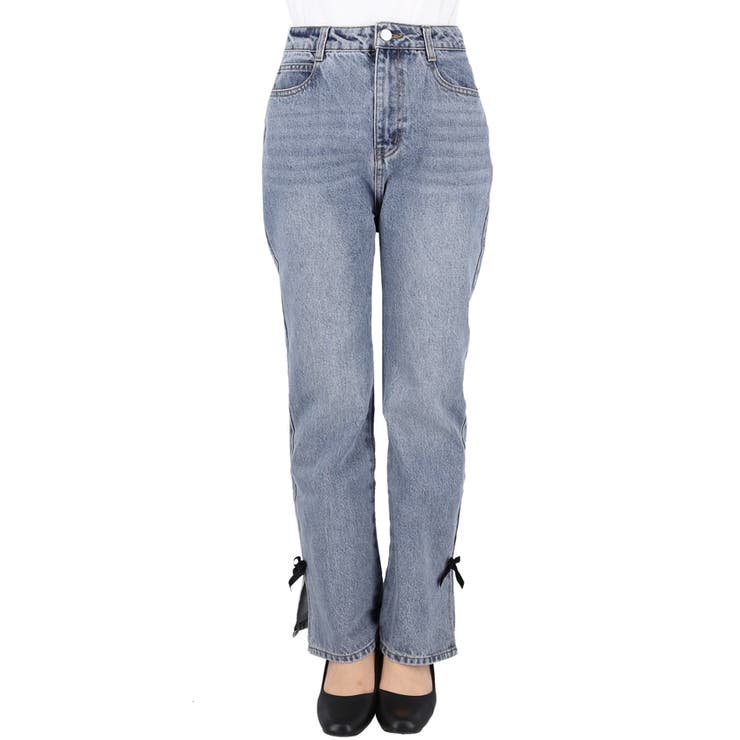 さりげない可愛さをプラス。ベロアリボンデニム | coca | 詳細画像3 