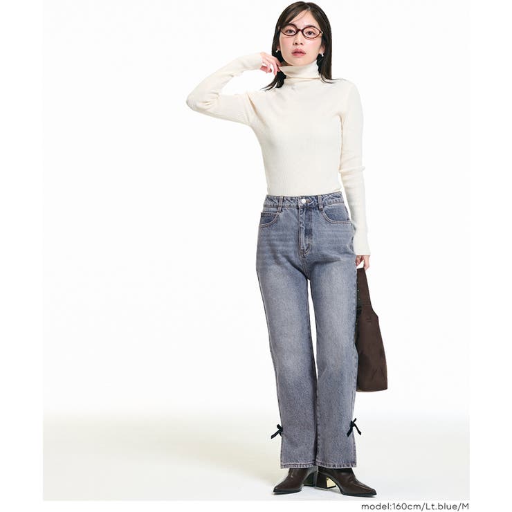 さりげない可愛さをプラス。ベロアリボンデニム | coca | 詳細画像6 