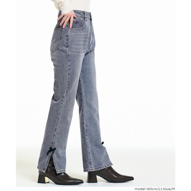 さりげない可愛さをプラス。ベロアリボンデニム | coca | 詳細画像7 