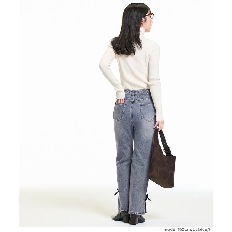 さりげない可愛さをプラス。ベロアリボンデニム | coca | 詳細画像8 