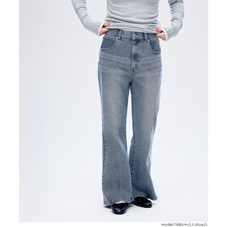 [Lt.Blue] | ムーヴデニムフレアパンツ | coca