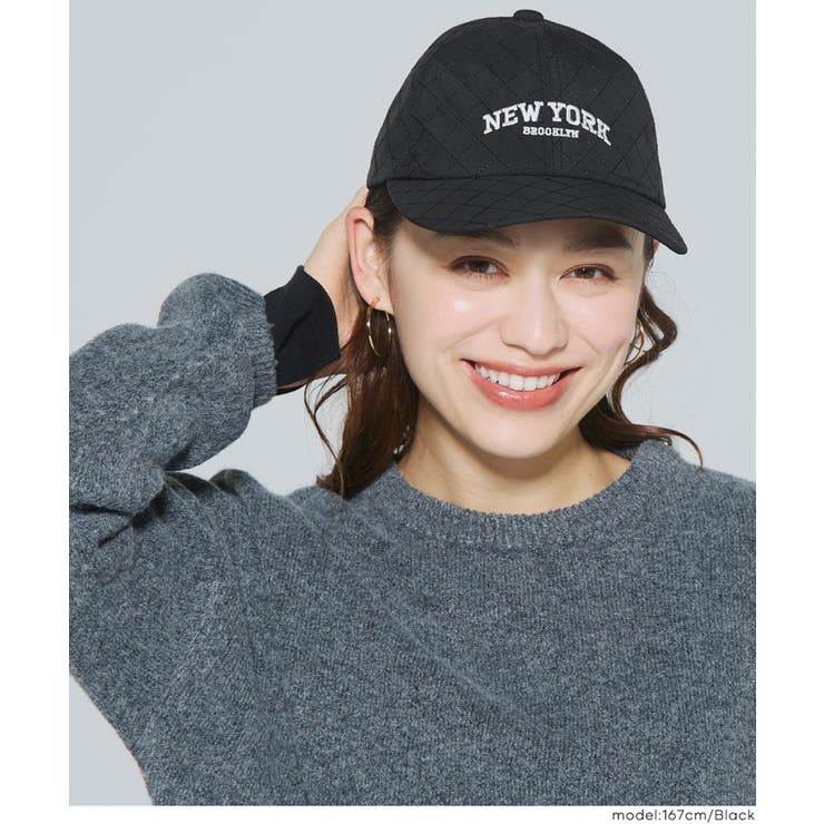 ［Black］ | コーデのアクセントに◎キルティングロゴキャップ | coca