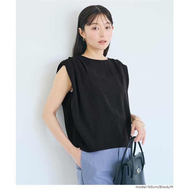 【接触冷感 イージーケア】大人上品なとろみツイルショルダータックブラウス〈セット… | coca | 詳細画像9 
