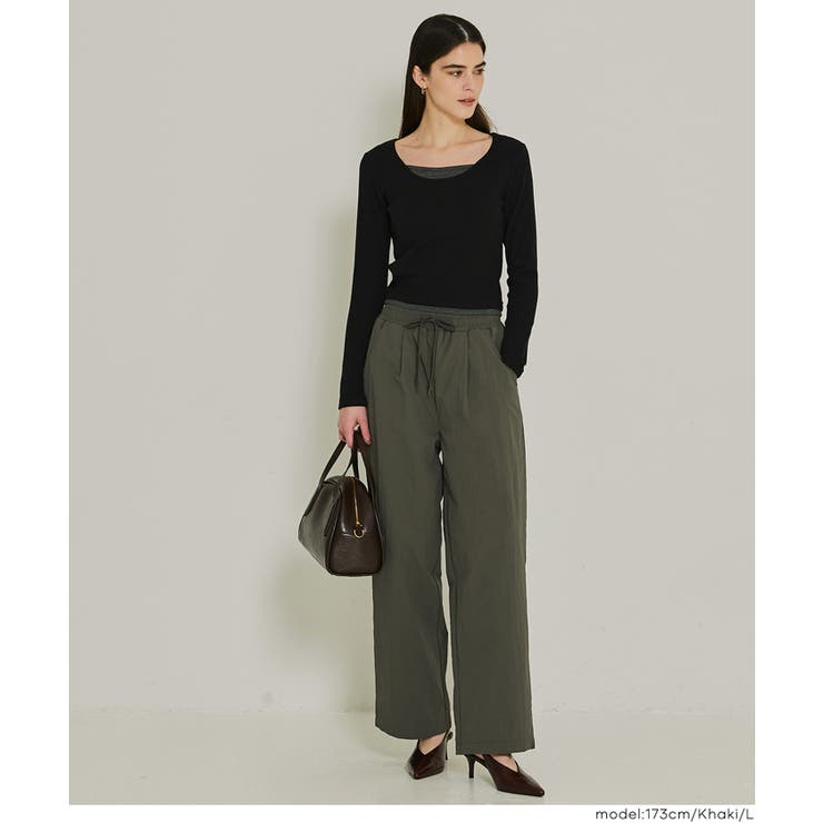 【DAILY WARM】ウォッシャブル ナイロン微起毛タックパンツ レディース | coca | 詳細画像13 