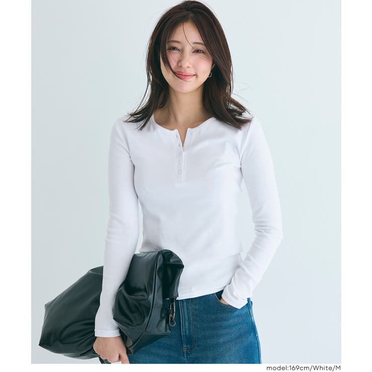 ［White］ | ヘンリーネックロングTシャツ | coca
