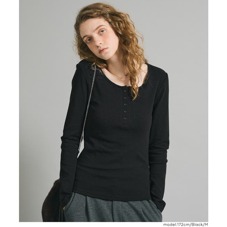 ［Black］ | ヘンリーネックロングTシャツ | coca