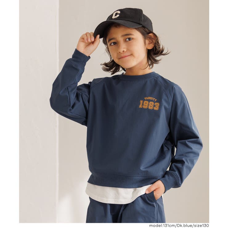 ［Dk.blue］ | 裏微起毛プリントラグラントップス | coca