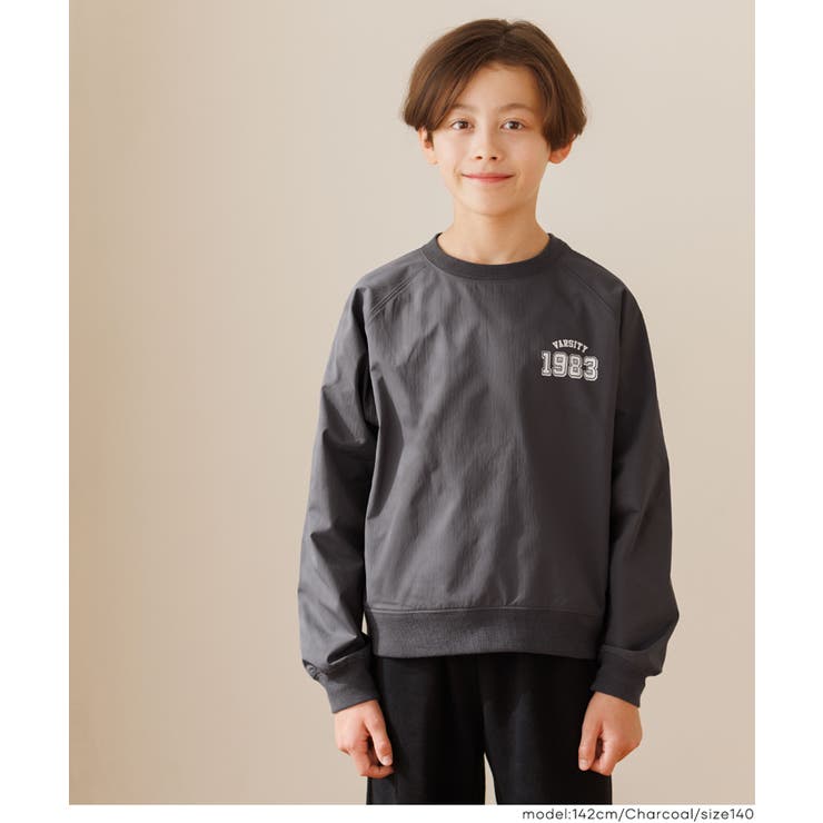 ［Charcoal］ | 裏微起毛プリントラグラントップス | coca