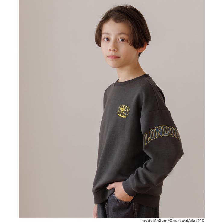 ［Charcoal］ | 胸＆袖プリントスウェットトップス | coca