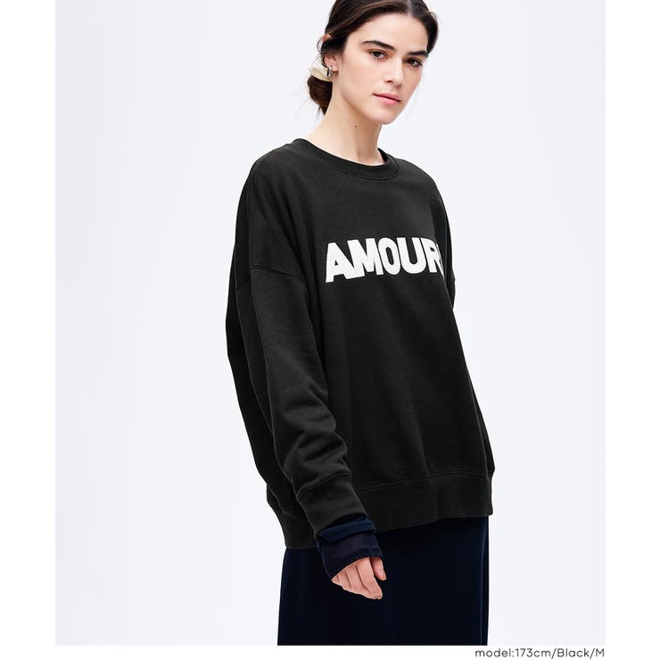 ［Black］ | ワッペン刺繍裏毛トレーナー | coca