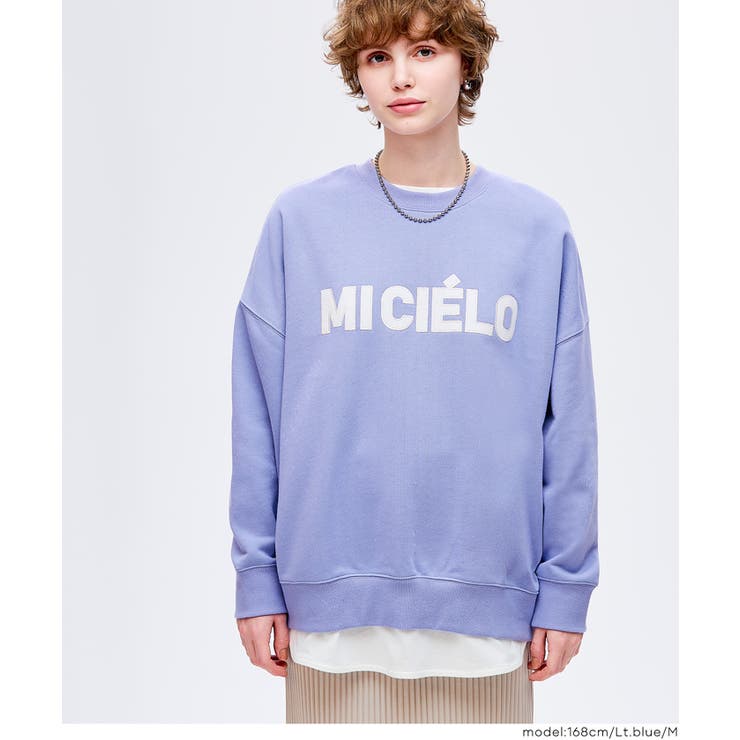 ［Lt.blue］ | ワッペン刺繍裏毛トレーナー | coca