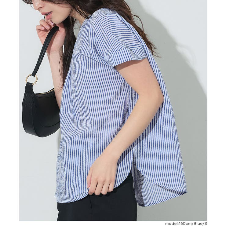 ［Blue］ | 〈４サイズ展開〉とろみサッカースキッパーシャツ | coca