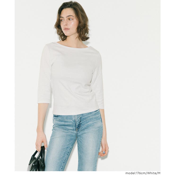 なめらかな着心地が魅力の、7分丈ボートネックスムーストップス 【４サイズ展開】 | coca | 詳細画像12 