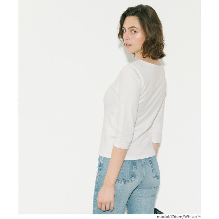 なめらかな着心地が魅力の、7分丈ボートネックスムーストップス 【４サイズ展開】 | coca | 詳細画像13 