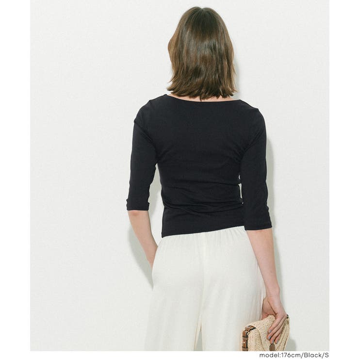 なめらかな着心地が魅力の、7分丈ボートネックスムーストップス 【４サイズ展開】 | coca | 詳細画像15 