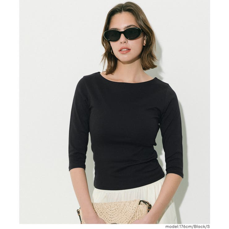 なめらかな着心地が魅力の、7分丈ボートネックスムーストップス 【４サイズ展開】 | coca | 詳細画像17 