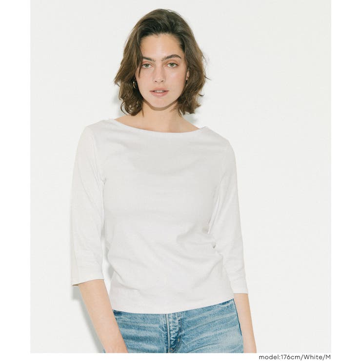 なめらかな着心地が魅力の、7分丈ボートネックスムーストップス 【４サイズ展開】 | coca | 詳細画像8 