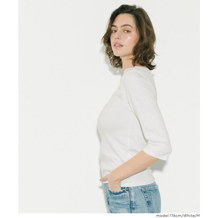 なめらかな着心地が魅力の、7分丈ボートネックスムーストップス 【４サイズ展開】 | coca | 詳細画像9 