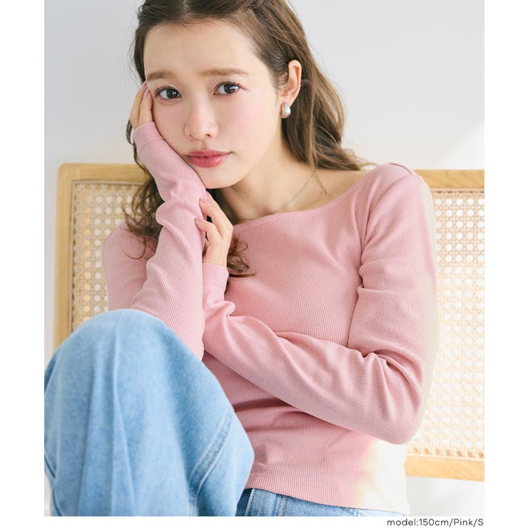 ［Pink］ | ボートネックリブTシャツ | coca