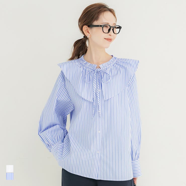 襟フリルオーバーサイズシャツ | coca | 詳細画像1 