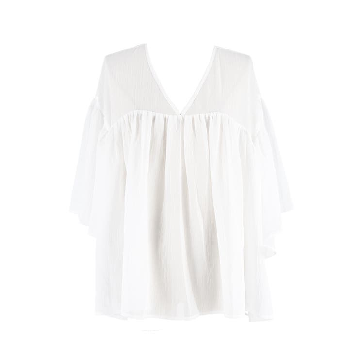 シアー袖フレアブラウス | coca | 詳細画像2 