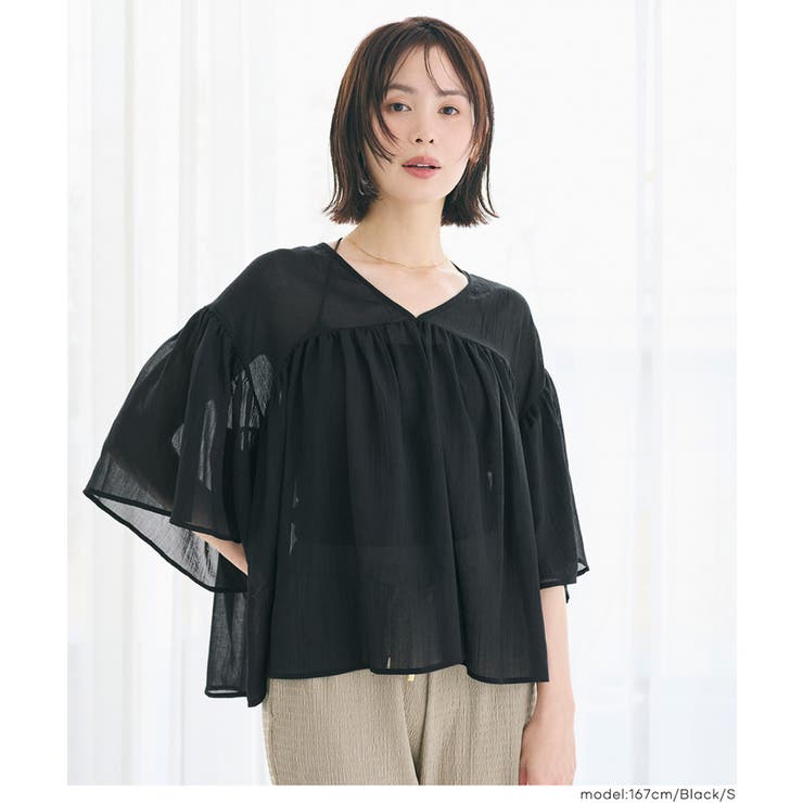 シアー袖フレアブラウス | coca | 詳細画像5 