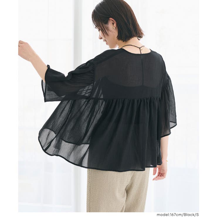 シアー袖フレアブラウス | coca | 詳細画像7 