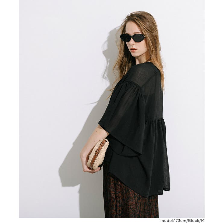 シアー袖フレアブラウス | coca | 詳細画像9 