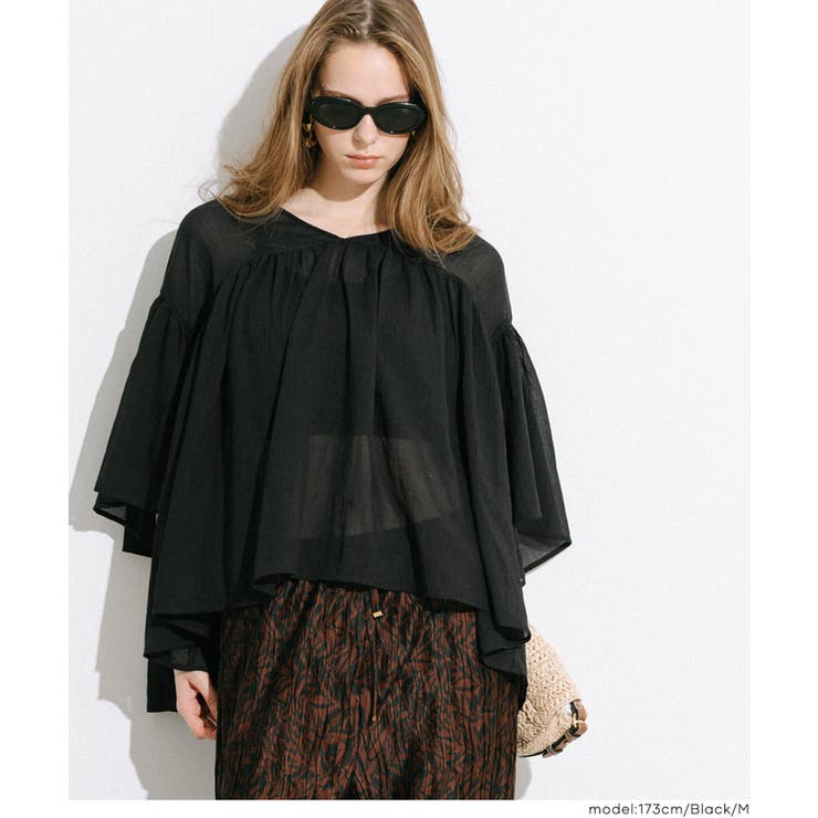 シアー袖フレアブラウス | coca | 詳細画像10 