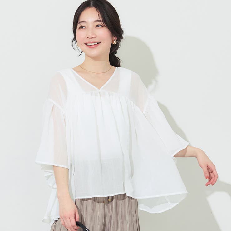 シアー袖フレアブラウス | coca | 詳細画像1 