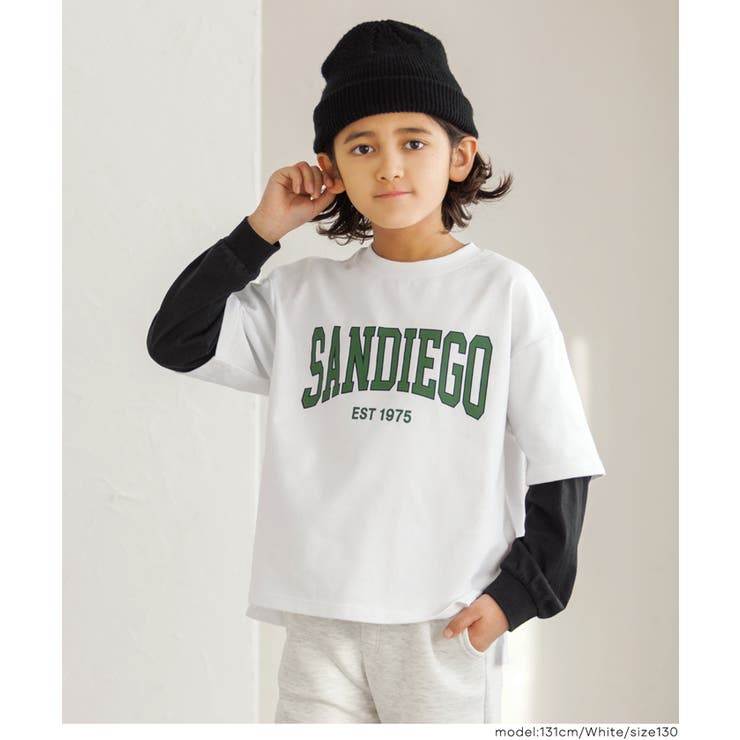［White］ | 長袖レイヤードTシャツ キッズ | coca