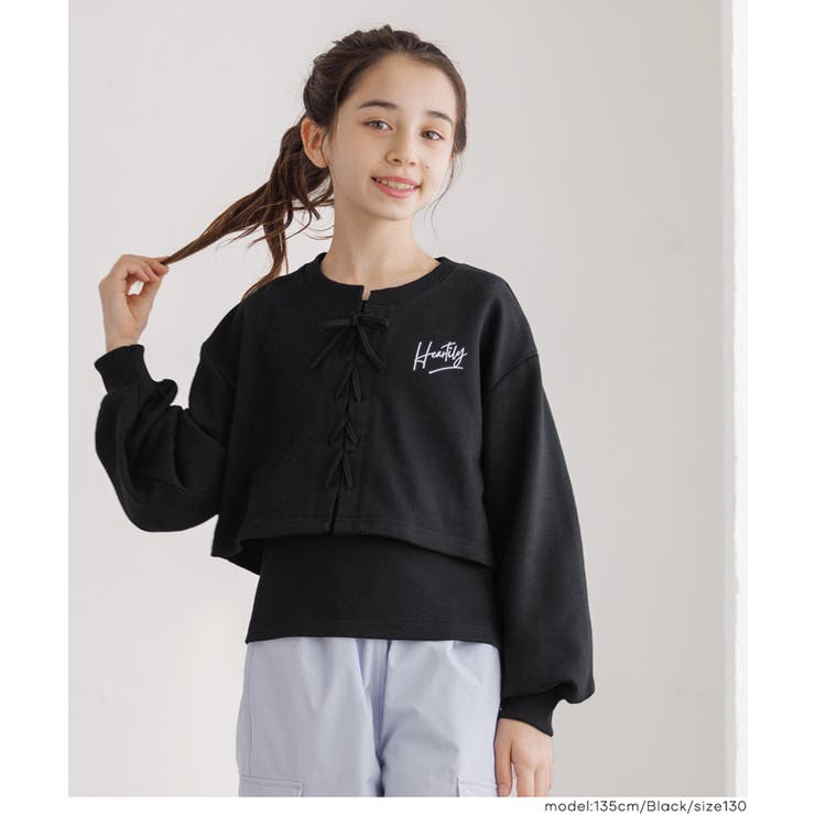 ［Black］ | レースアップトップス＆タンクトップ 2点セット | coca