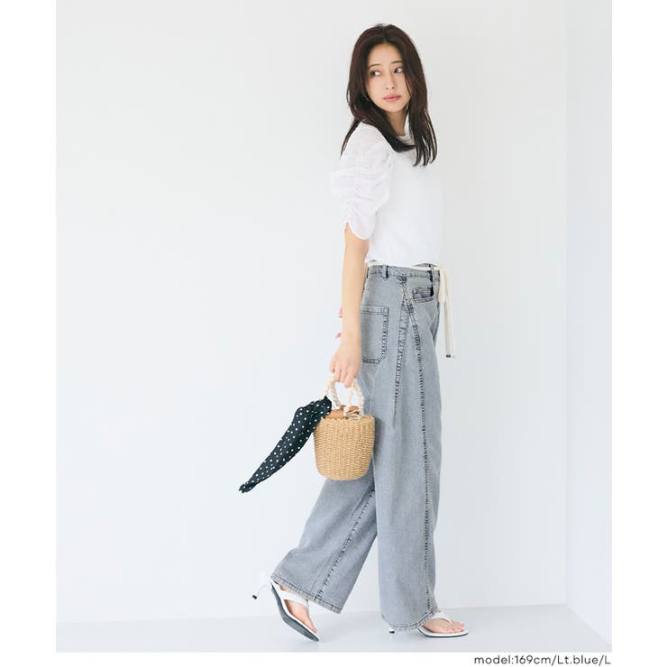 【SUMMER DENIM】薄くて軽い！夏も快適なサマーデニム紐付きワイドパンツ | coca | 詳細画像13 
