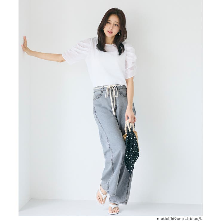 【SUMMER DENIM】薄くて軽い！夏も快適なサマーデニム紐付きワイドパンツ | coca | 詳細画像16 