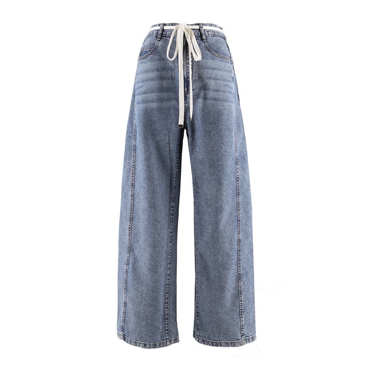 【SUMMER DENIM】薄くて軽い！夏も快適なサマーデニム紐付きワイドパンツ | coca | 詳細画像3 