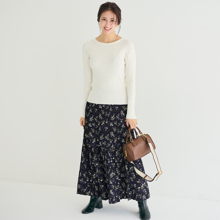 花柄プリーツロングスカート | coca | 詳細画像1 