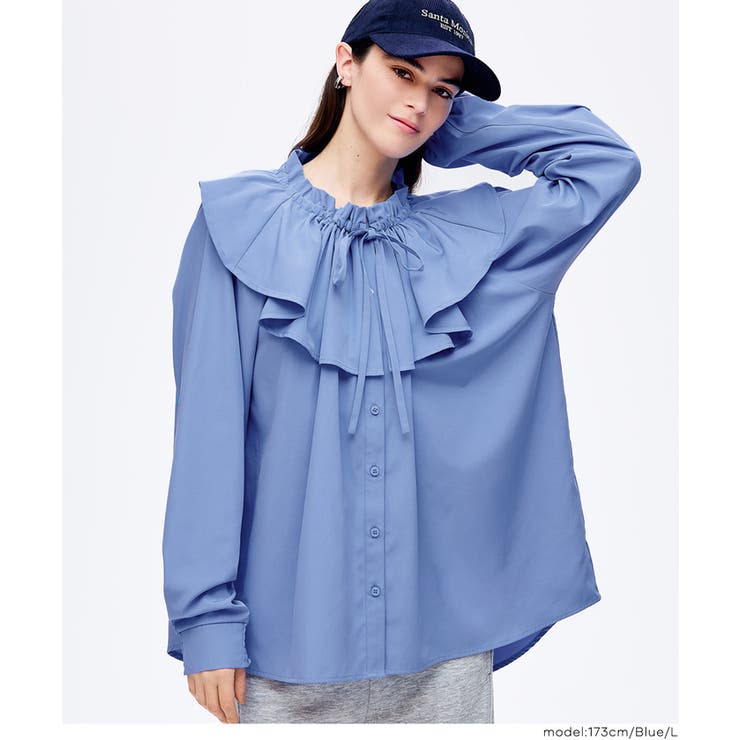 [Blue] | ビックカラーチュニックブラウス | coca