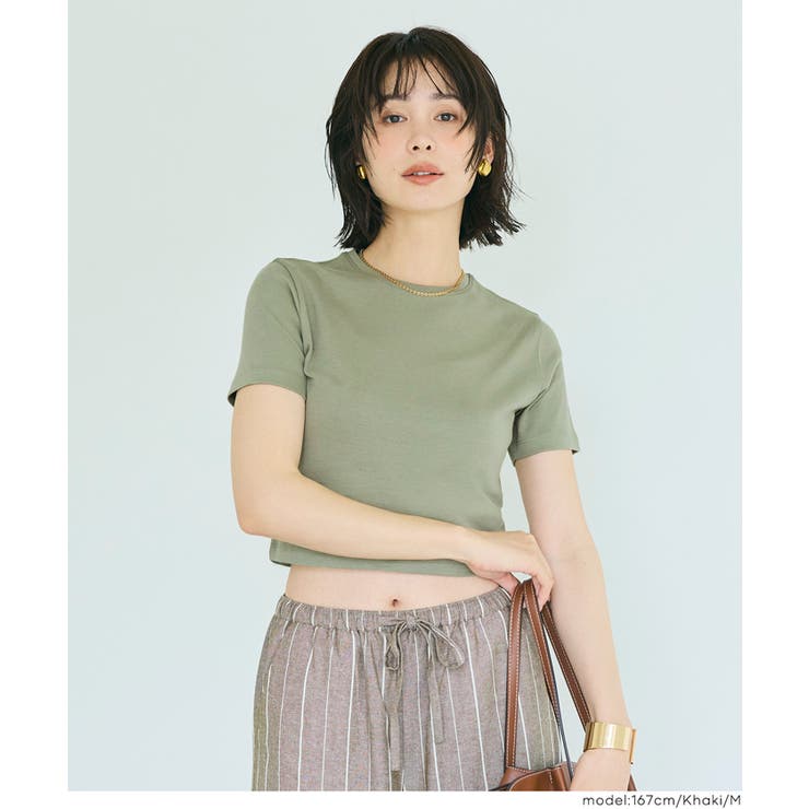 ［Khaki］ | 〈４サイズ展開〉スムースコンパクトTシャツ | coca