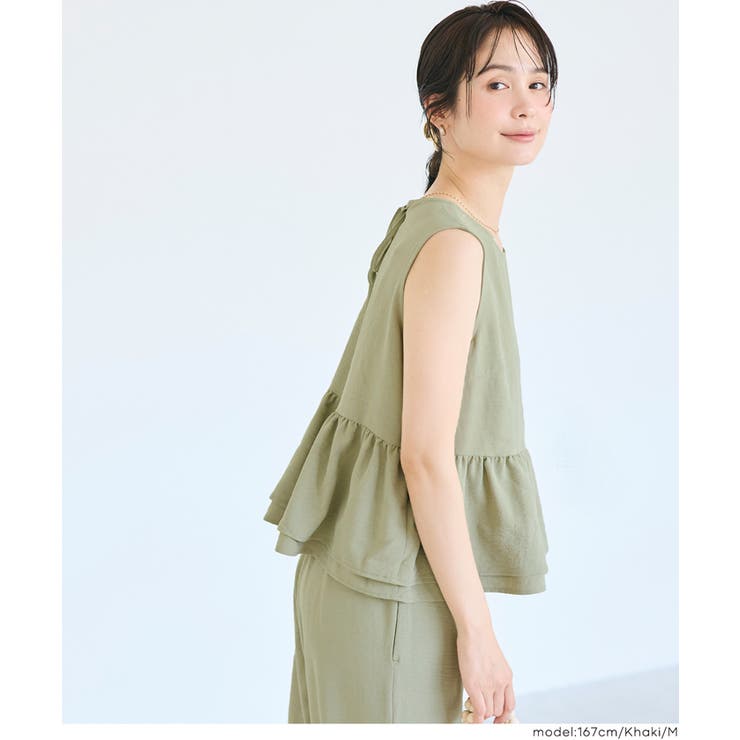 シボサテンノースリーブペプラムトップス | coca | 詳細画像10 
