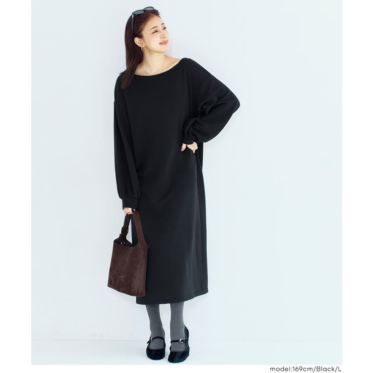 ［Black］ | 裏毛2wayオフショルダーワンピース | coca