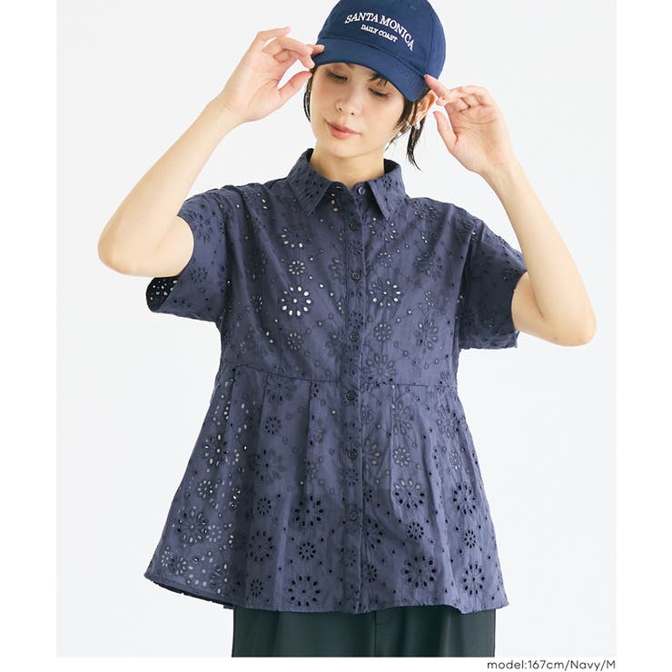 [Navy] | コットンレースタックトップス | coca