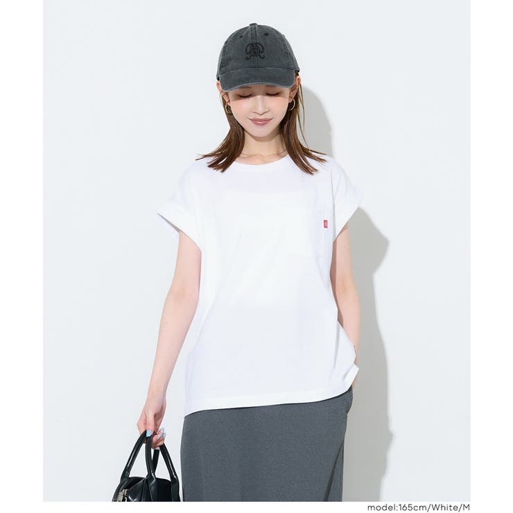 ［White］ | ピスネームロールアップスリーブTシャツ | coca