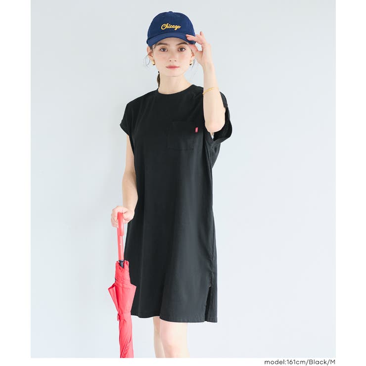 ［Black］ | ピスネームチュニック丈Tシャツ | coca