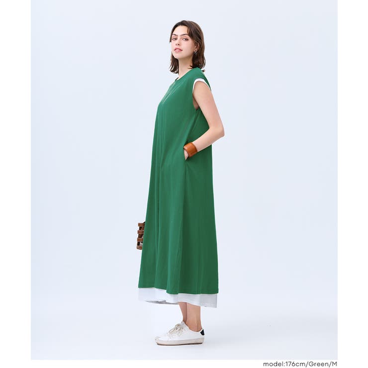 ［Green］ | コットンノースリーブワンピース | coca