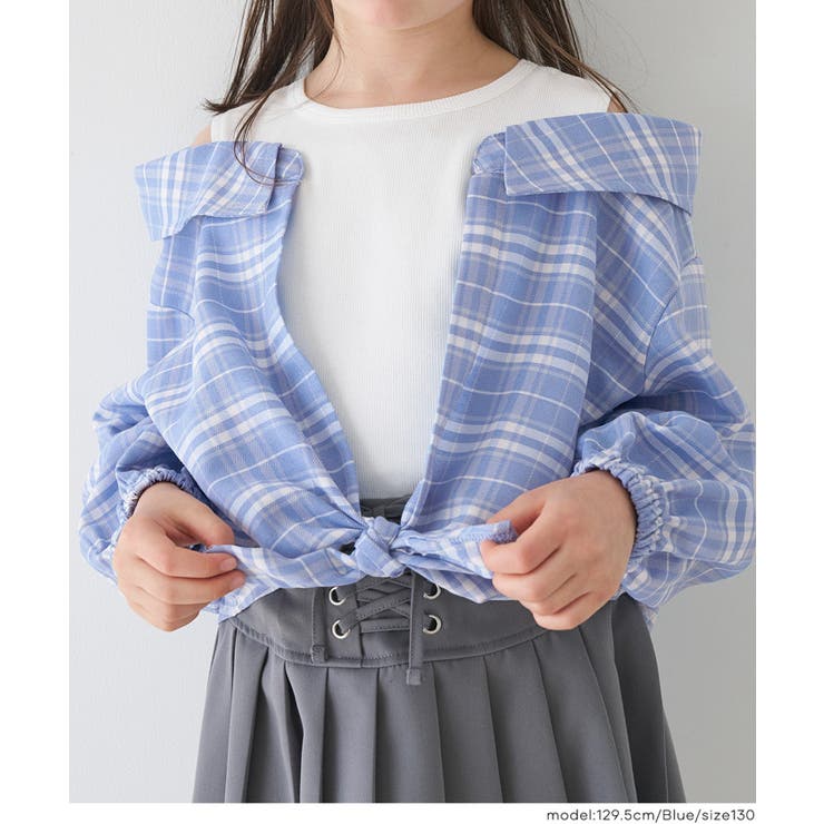 ドッキング肩あきチェックシャツ キッズ | coca | 詳細画像13 