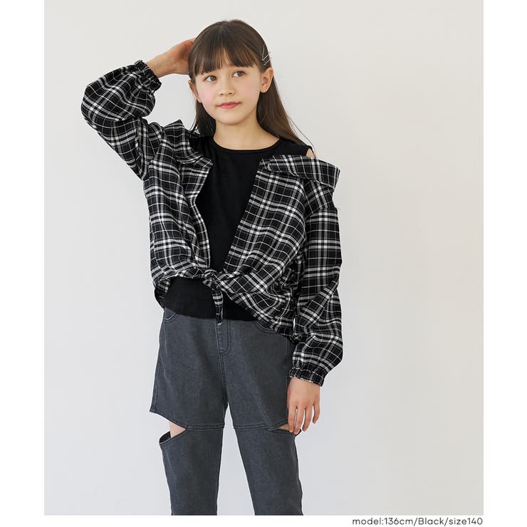 ドッキング肩あきチェックシャツ キッズ | coca | 詳細画像5 